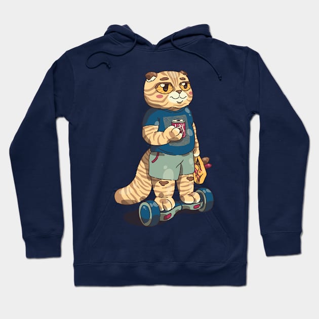 cat on Hoverbot Hoodie by Guyshulia